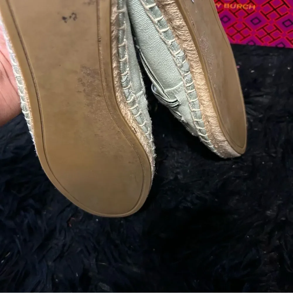 TORY BURCH TB Tory ribbon espadrille flats slip on shoes women’s 8.5 Preowned